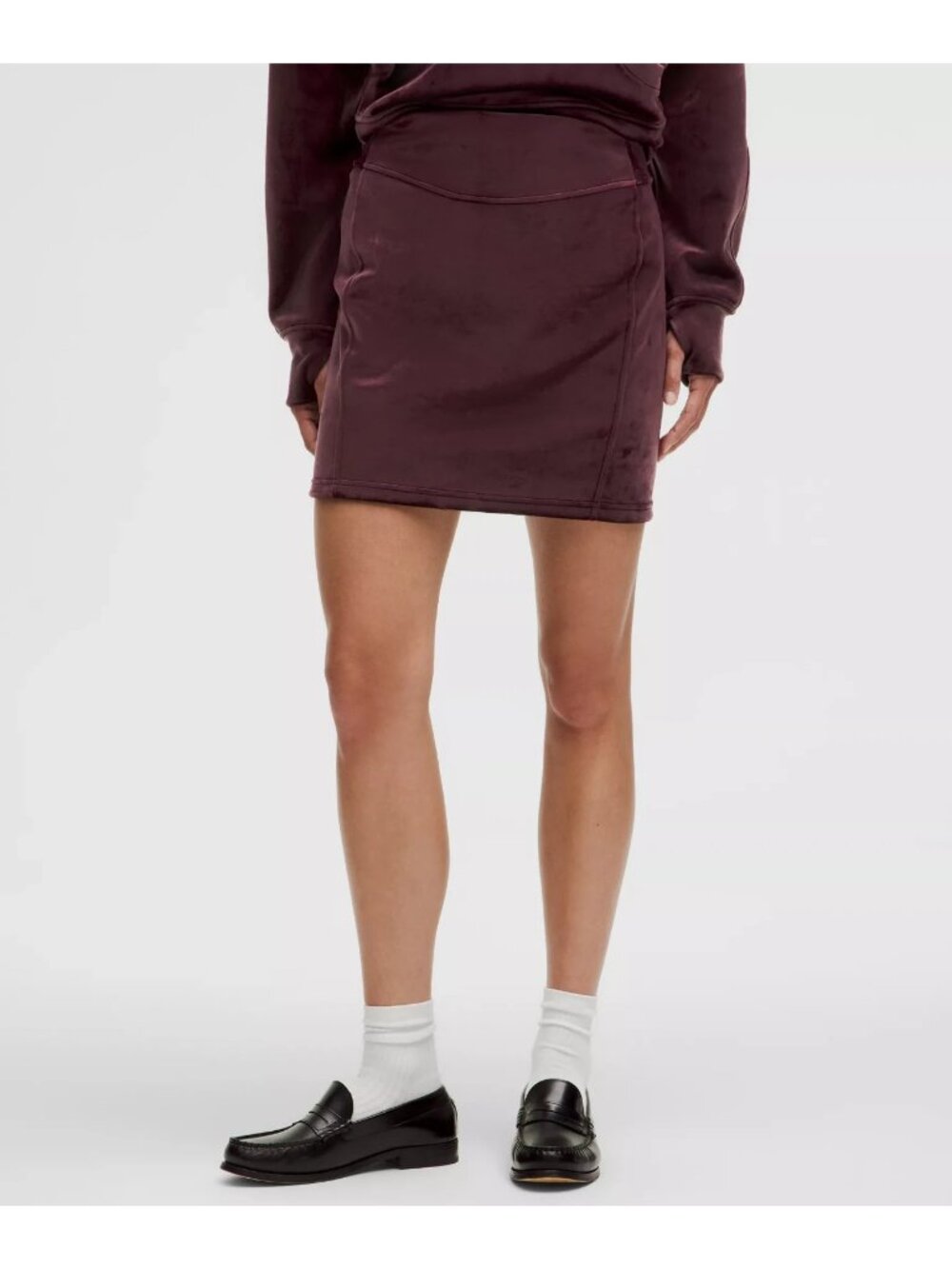 Lululemon Garnet Red Soft Velvet Scuba Knit Mini Skirt